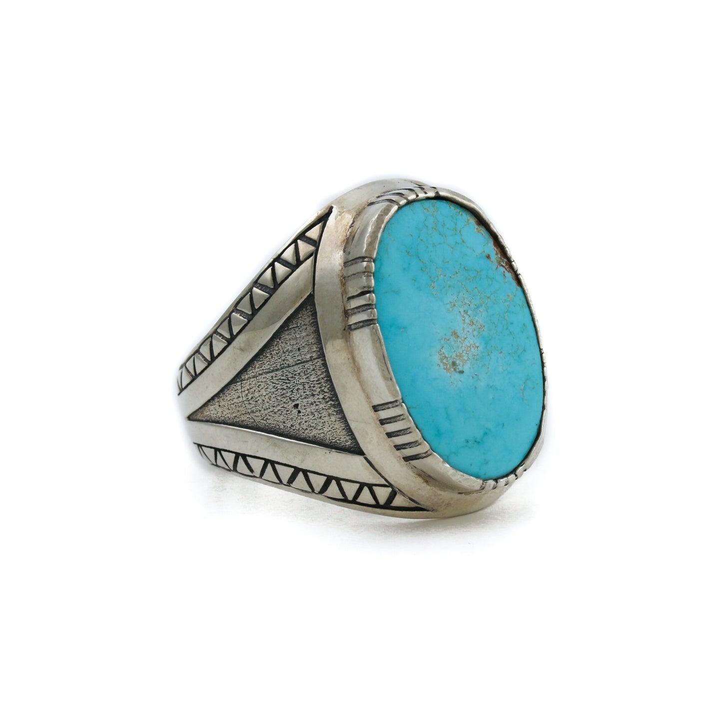 Lambda Λ Ring x Natural Kingman Turquoise - Kingdom Jewelry