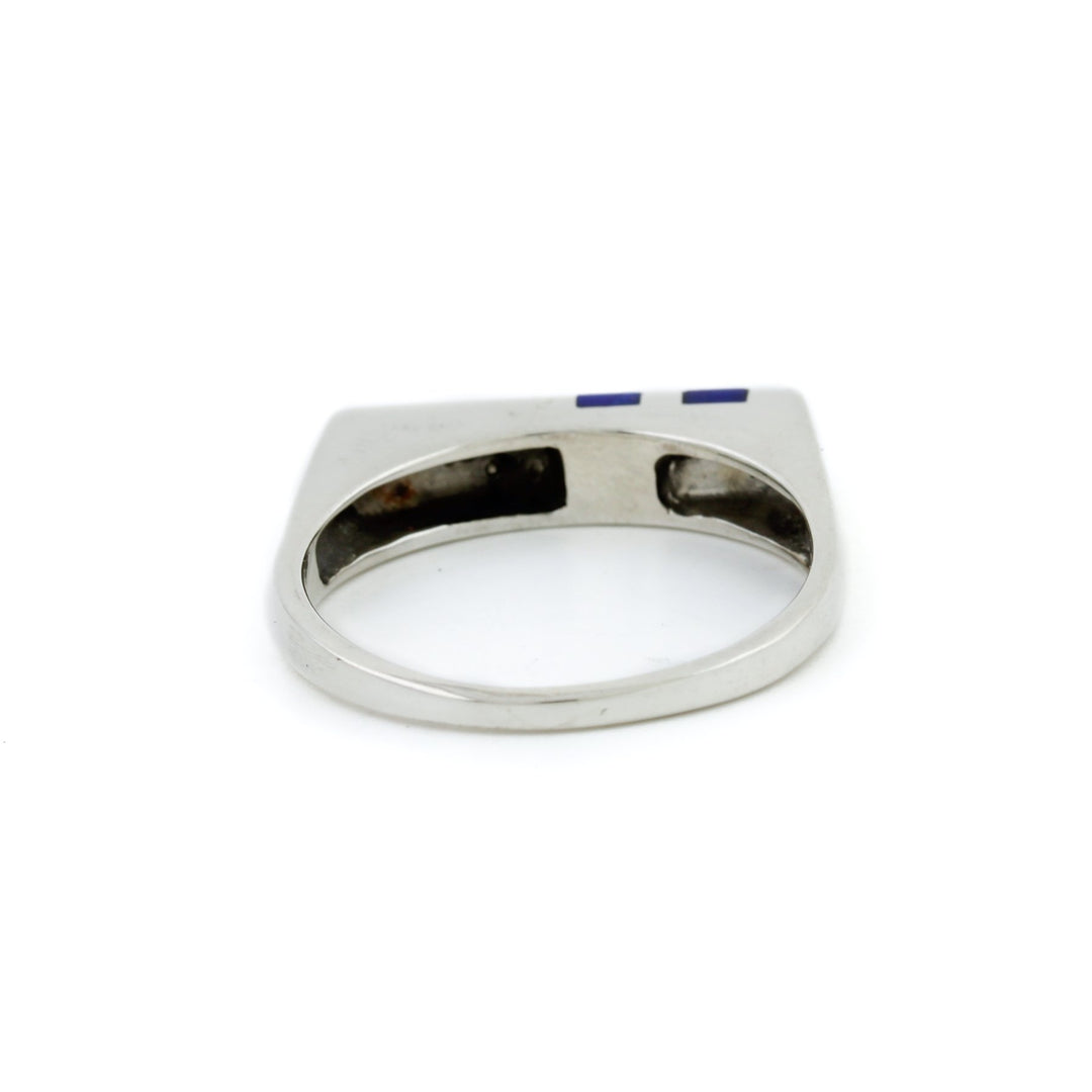 Lapis stripe Inlay Silver Ring - Kingdom Jewelry