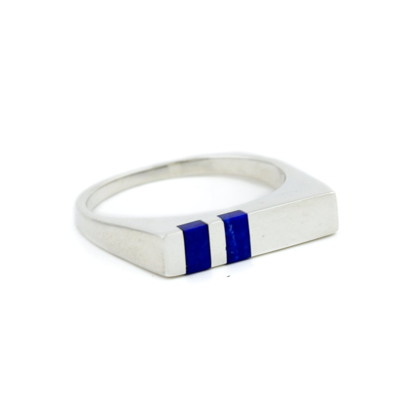 Lapis stripe Inlay Silver Ring - Kingdom Jewelry