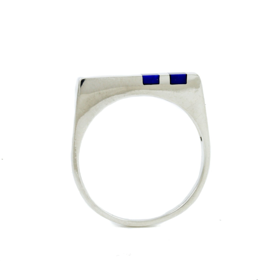 Lapis stripe Inlay Silver Ring - Kingdom Jewelry