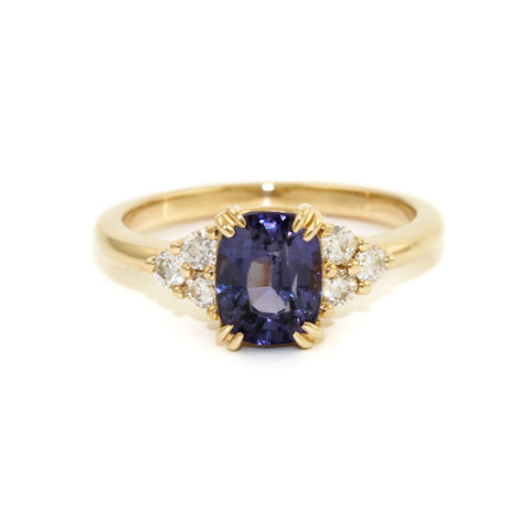 Introducing our breathtaking lavender spinel engagement ring, a true work of art that will captivate you with its mesmerizing beauty and timeless charm. This exquisite ring features a stunning cushion cut lavender spinel, a rare and precious gemstone known for its incredible clarity, lustre, and soft lavender hue.