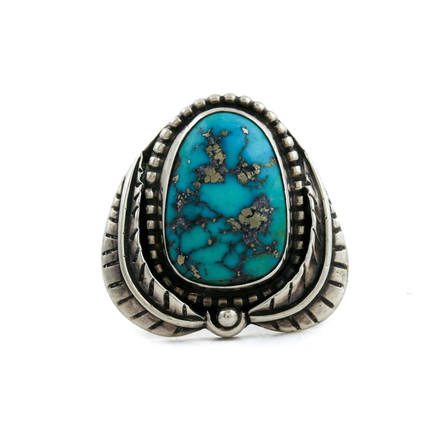 Leaf Motif Turquoise Navajo Ring - Kingdom Jewelry