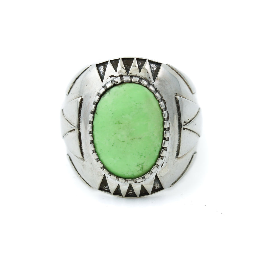 Lemon Chrysoprase "Delta" Ring - Kingdom Jewelry