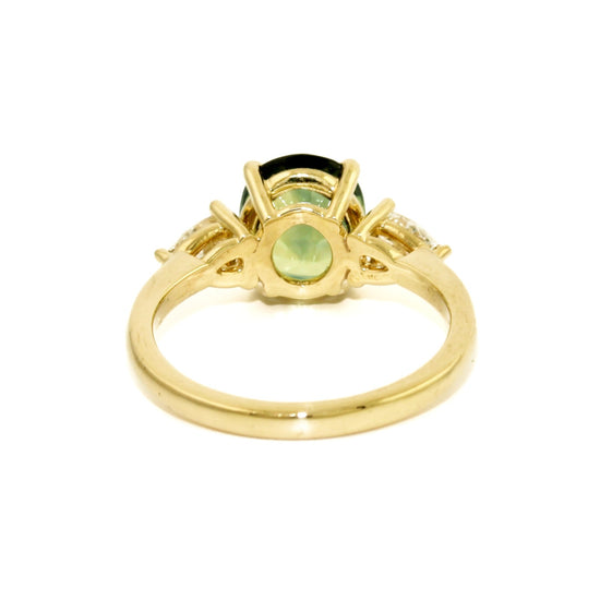 Madagascan Sapphire x Diamond 18 KT Engagement Ring - Kingdom Jewelry