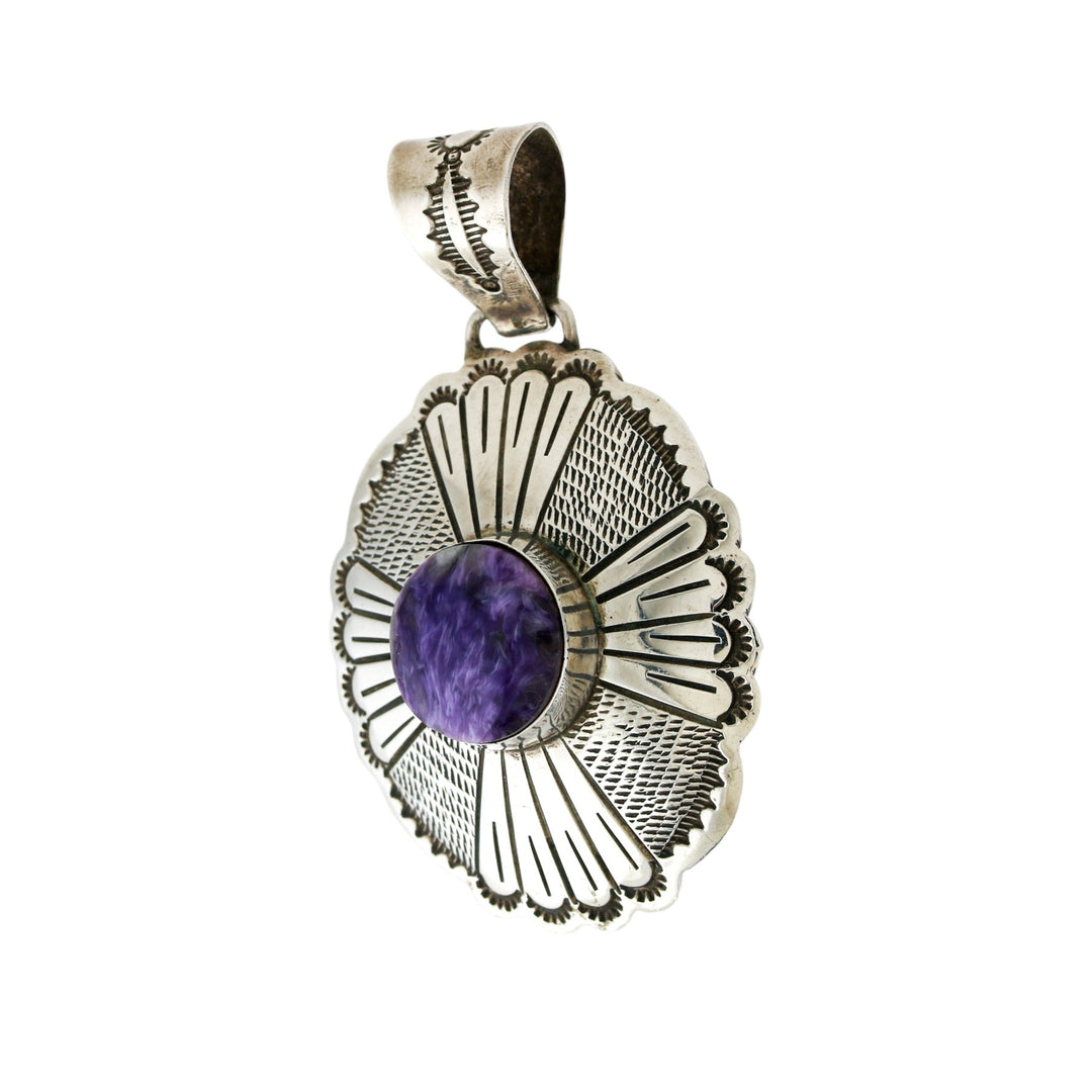 Marvellous Artisan "Leonard James" Navajo x Charoite Pendant - Kingdom Jewelry