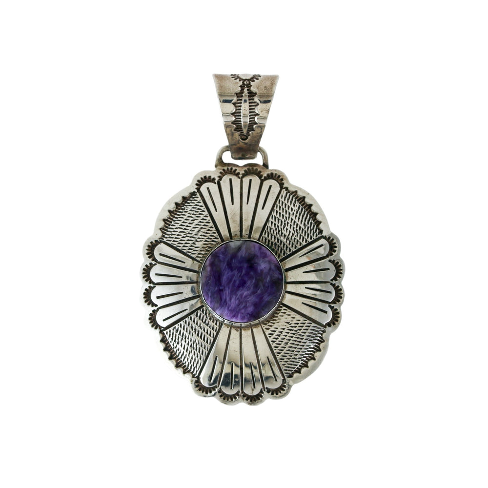 Marvellous Artisan "Leonard James" Navajo x Charoite Pendant - Kingdom Jewelry