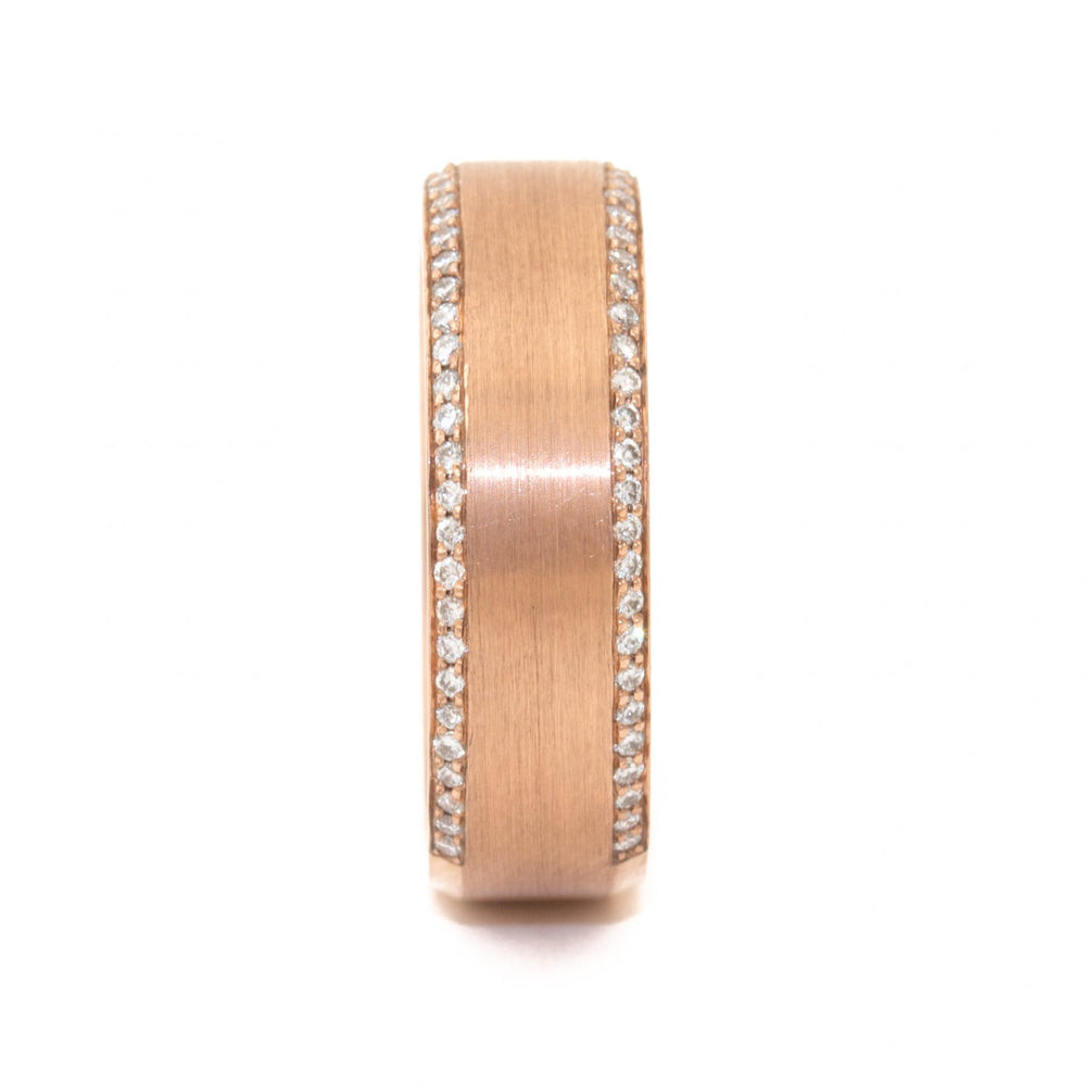 
                      
                        Matte 10 K Rose Gold Diamond Band - Kingdom Jewelry
                      
                    