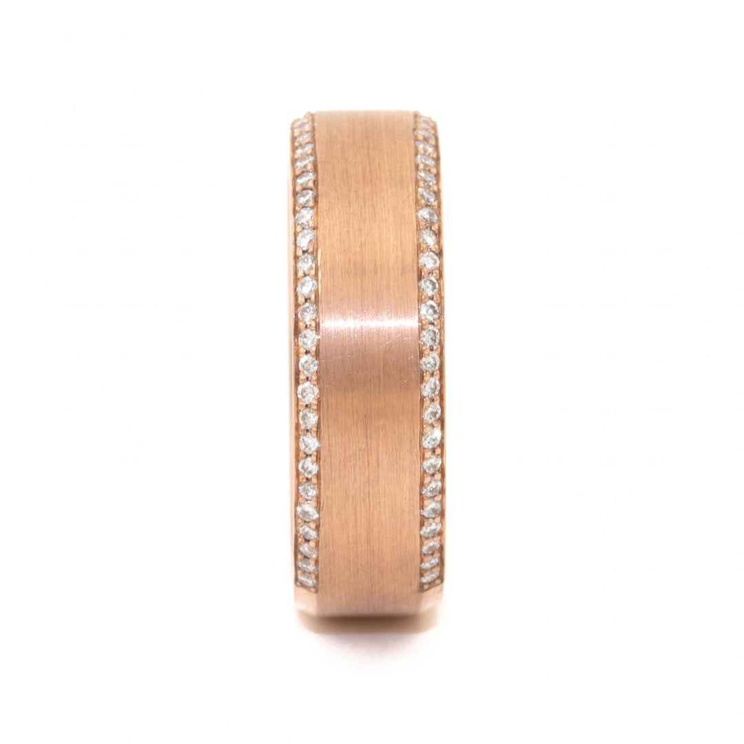 Matte 10 K Rose Gold Diamond Band - Kingdom Jewelry