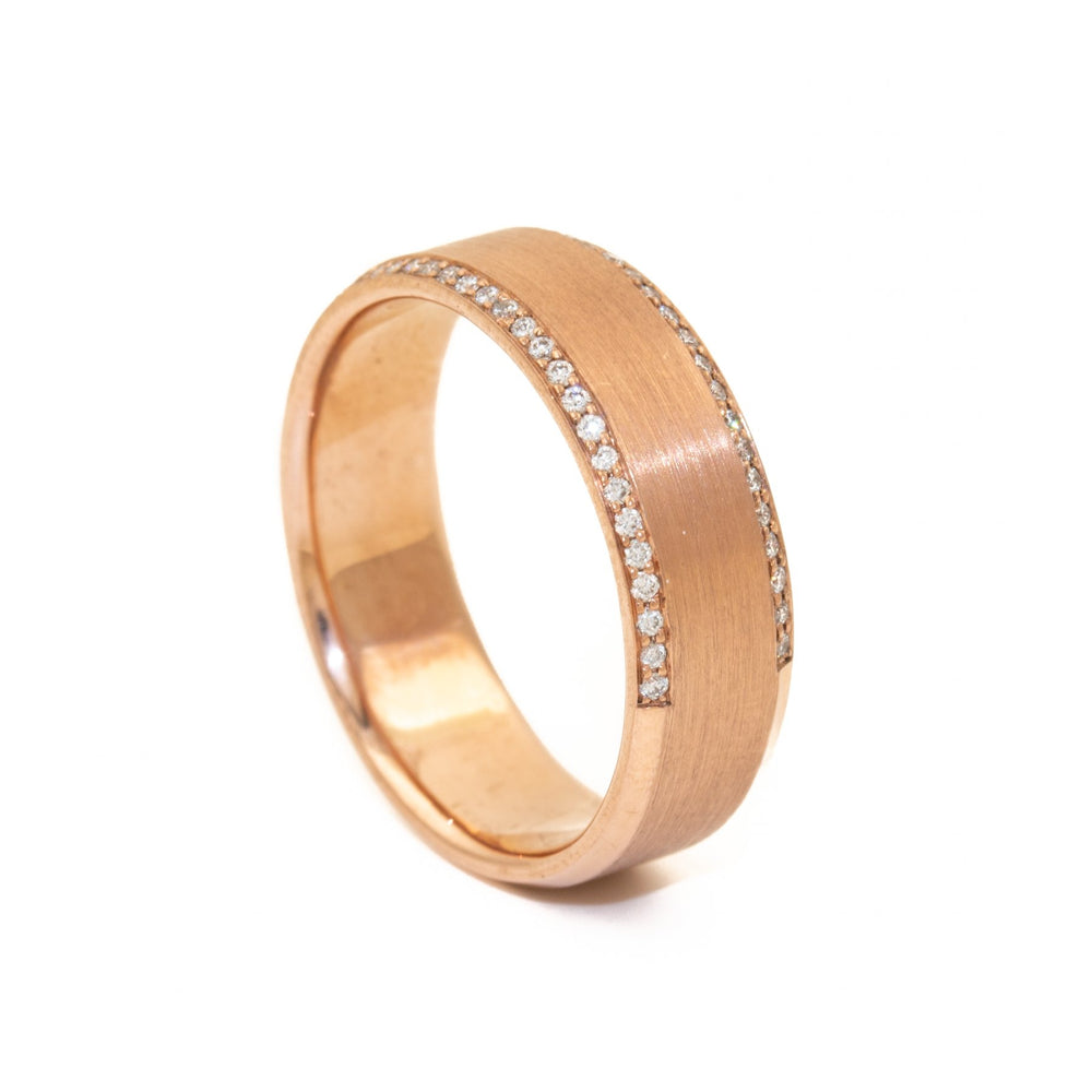 
                      
                        Matte 10 K Rose Gold Diamond Band - Kingdom Jewelry
                      
                    