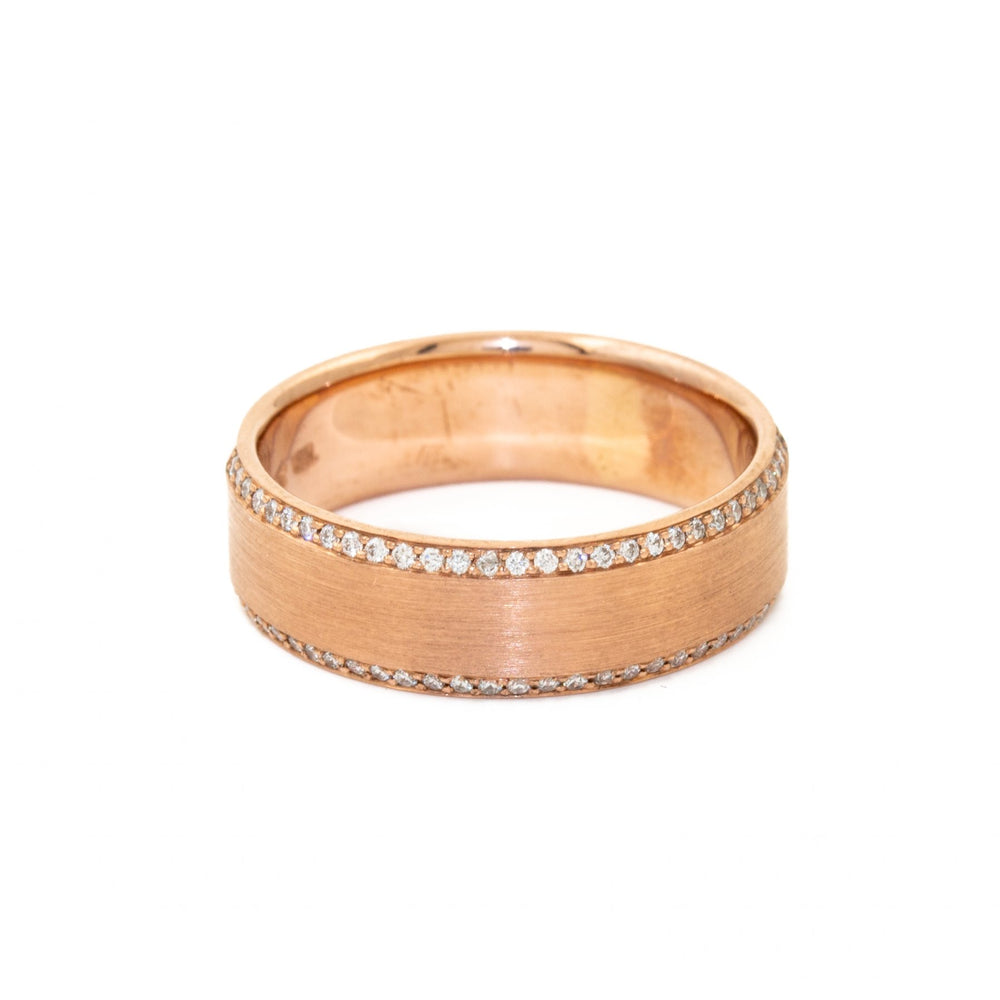 Matte 10 K Rose Gold Diamond Band - Kingdom Jewelry