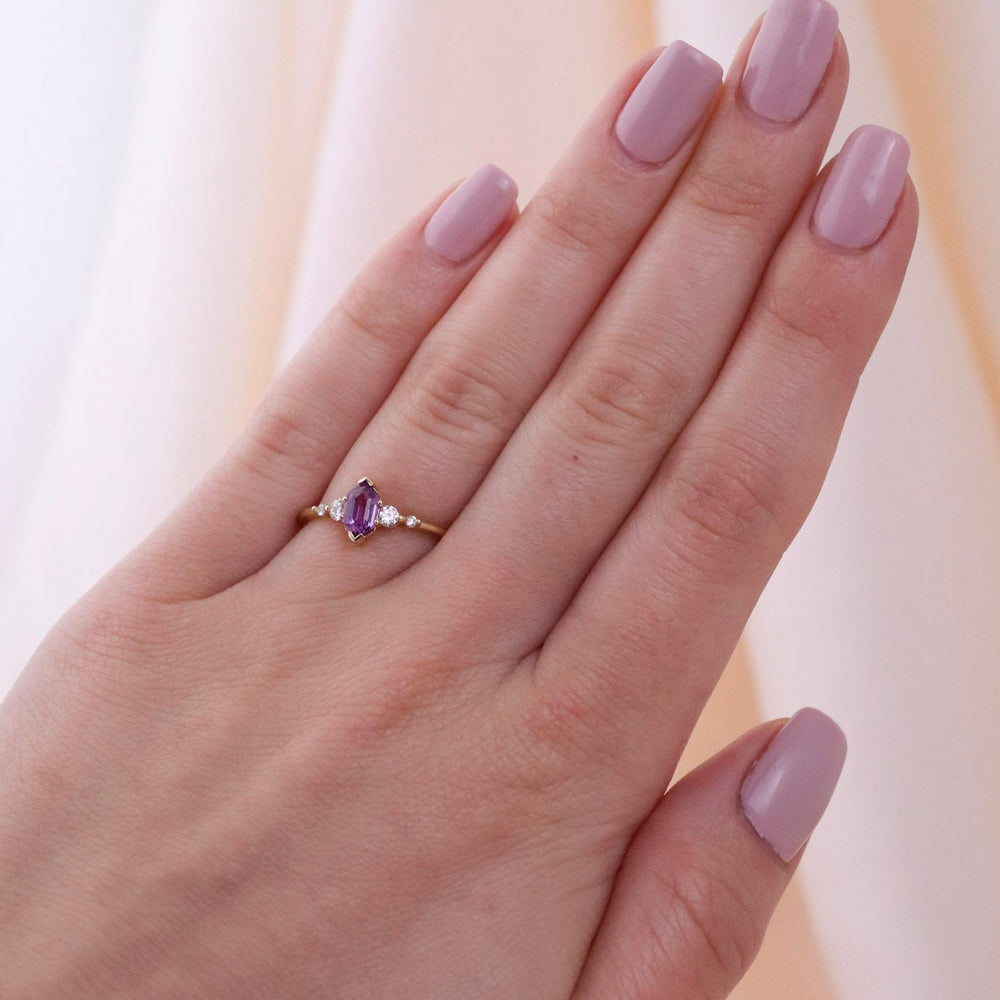 
                      
                        Mauve Sapphire & Diamond Engagement Ring - Kingdom Jewelry
                      
                    