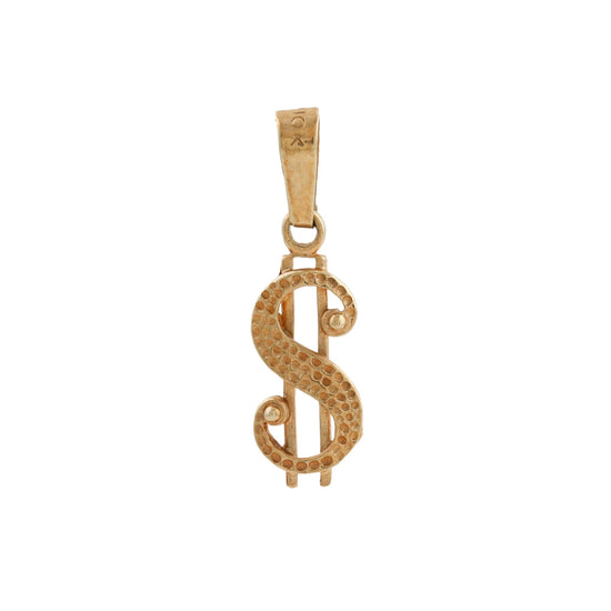 Micro 10k Gold x Dollar Sign Charm Pendant - Kingdom Jewelry