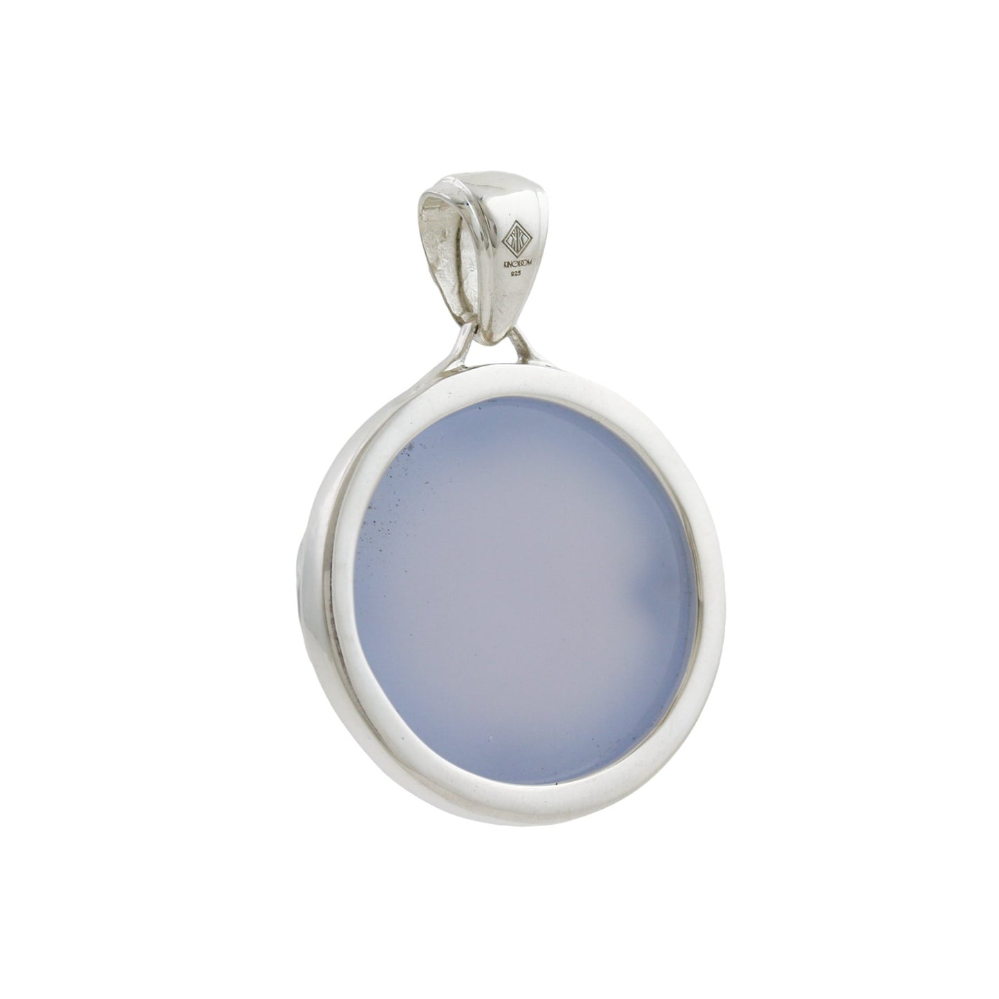 Modern "Keter" Pendant x Domed Holly Blue Chalcedony - Kingdom Jewelry
