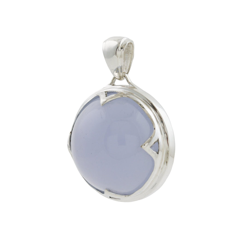 Modern "Keter" Pendant x Domed Holly Blue Chalcedony - Kingdom Jewelry