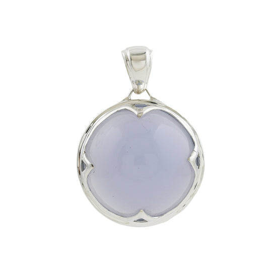 Modern "Keter" Pendant x Domed Holly Blue Chalcedony - Kingdom Jewelry