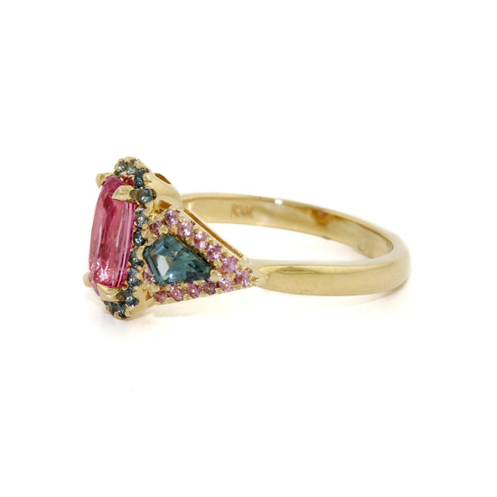 Montana Sapphire x Diamond 3 Stone Ring - Kingdom Jewelry