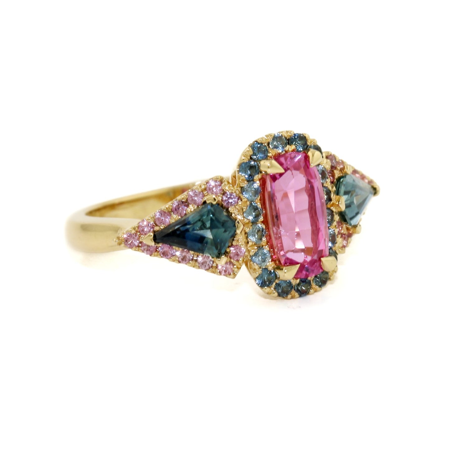 Montana Sapphire x Diamond 3 Stone Ring - Kingdom Jewelry