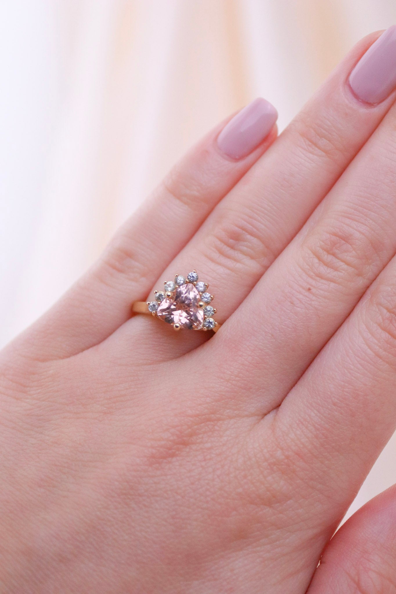 Morganite Sapphire Engagement Ring - Kingdom Jewelry
