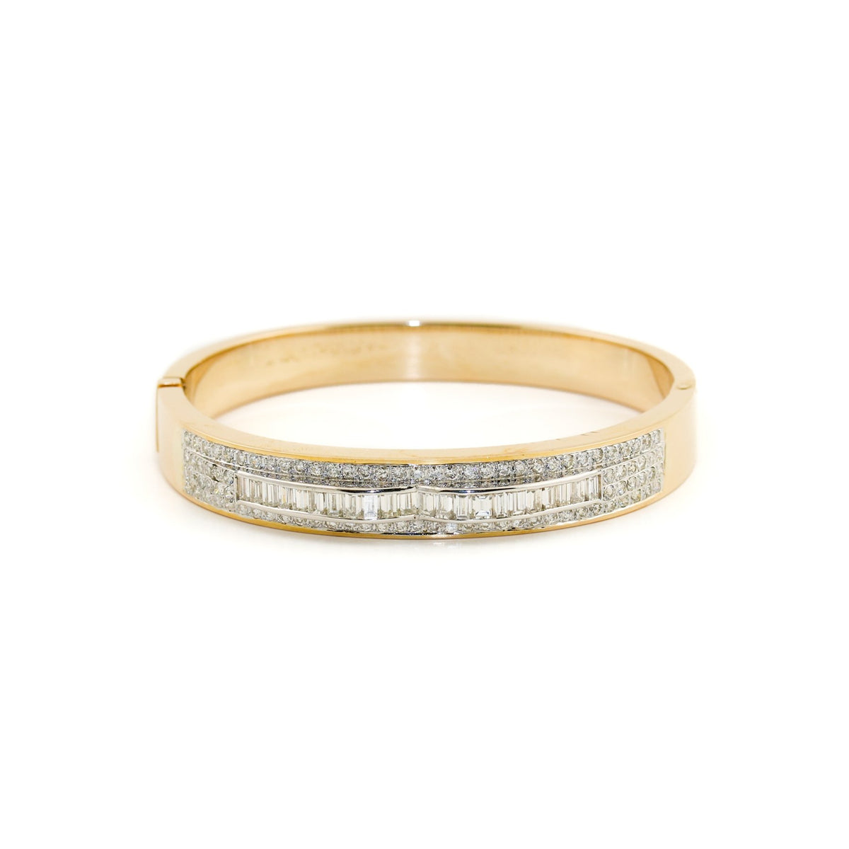 Multi-Layered Diamond Channel x 14k Gold Cuff Bracelet - Kingdom Jewelry