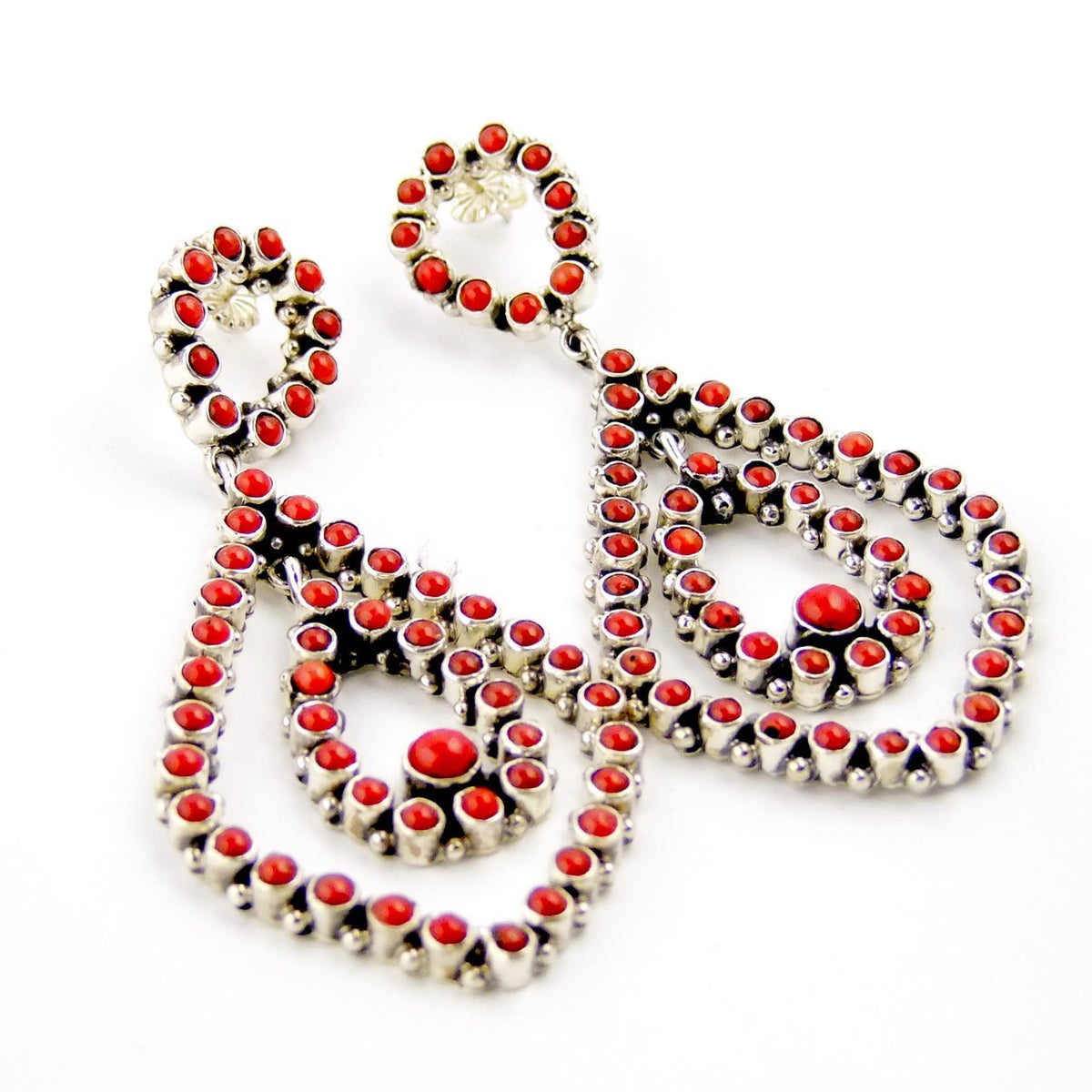 Multi Stone Coral Earrings - Kingdom Jewelry