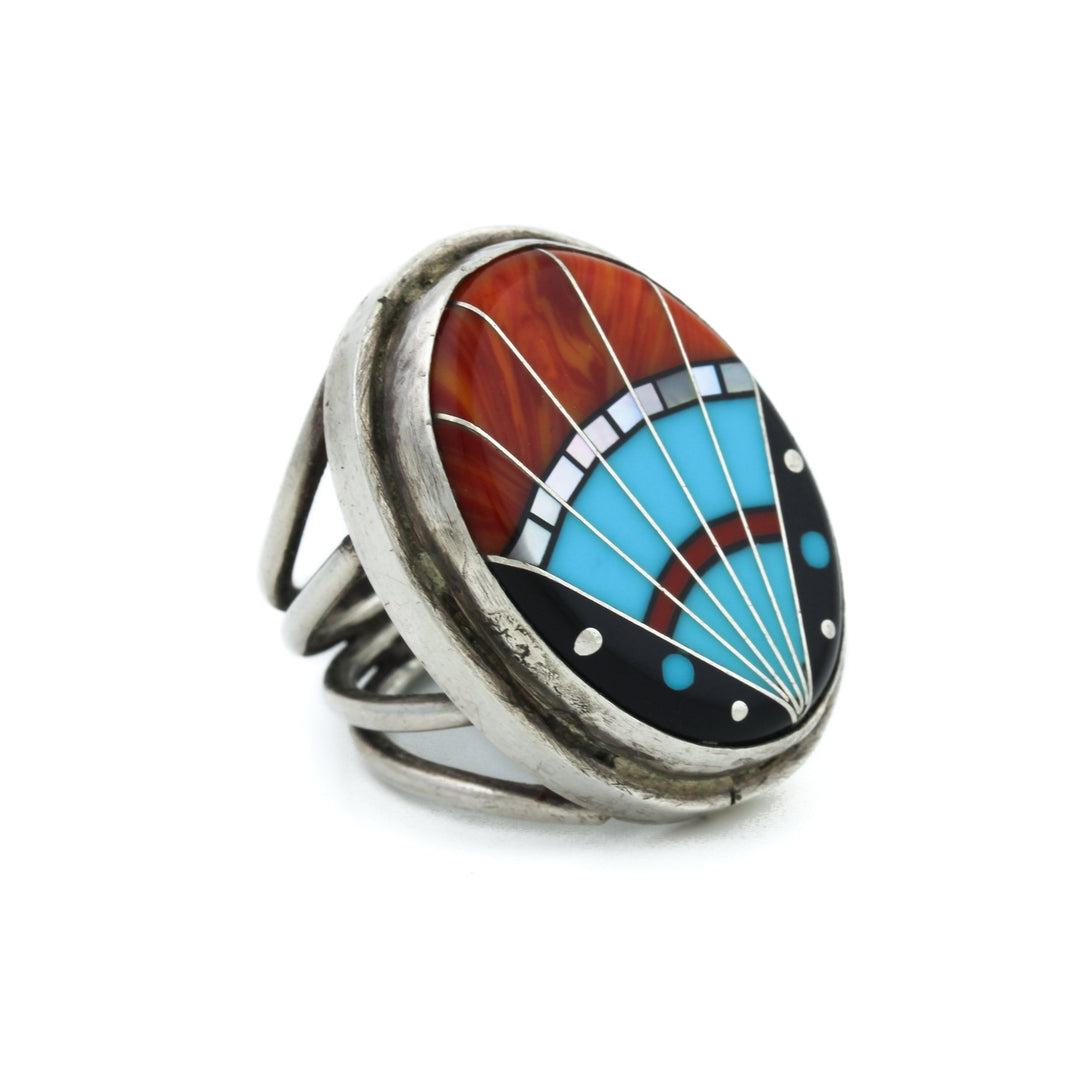 Multi-Stone Mosaic Zuni Inlay Ring - Kingdom Jewelry