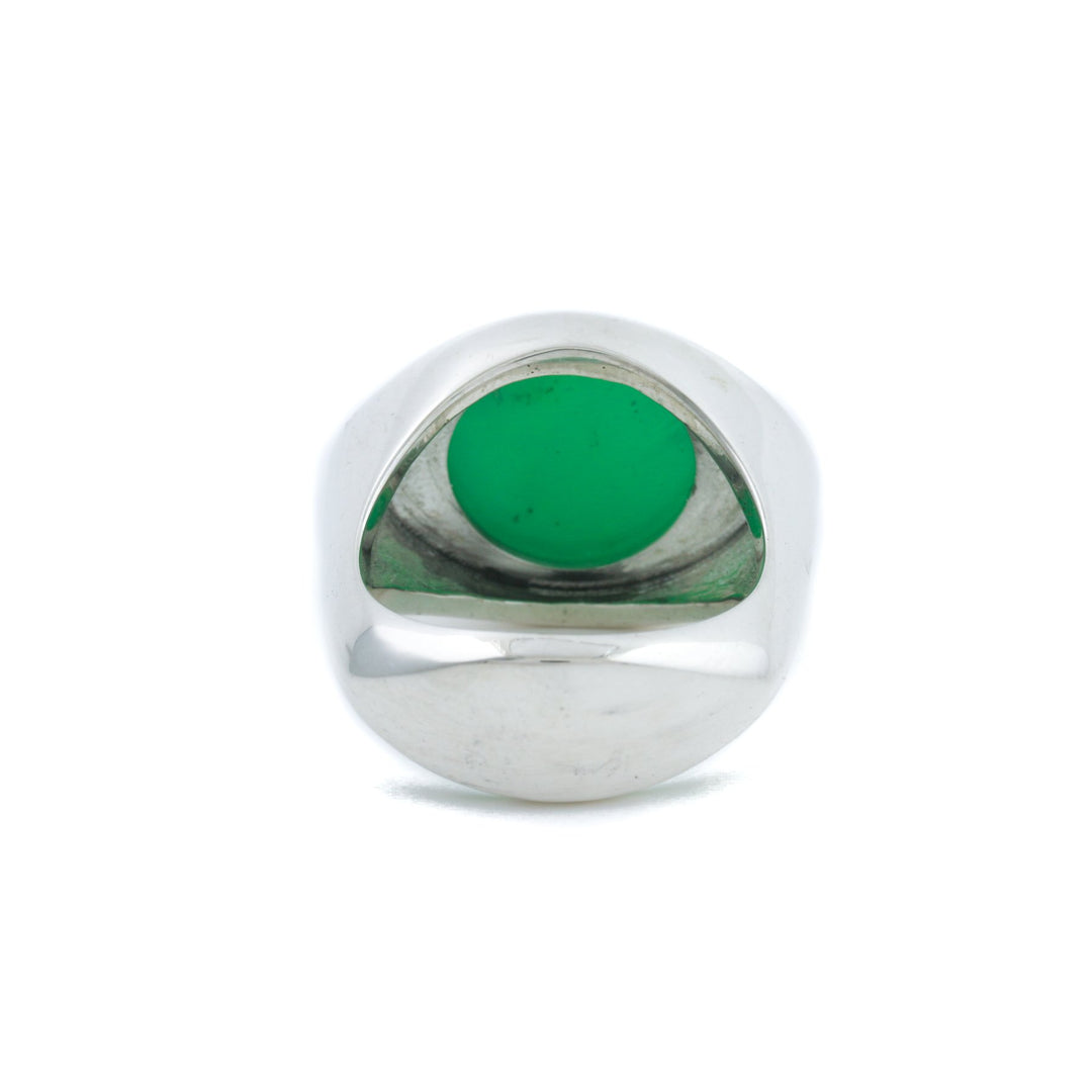 Natural Chrysoprase "God's Eye" Silver Signet Ring - Kingdom Jewelry