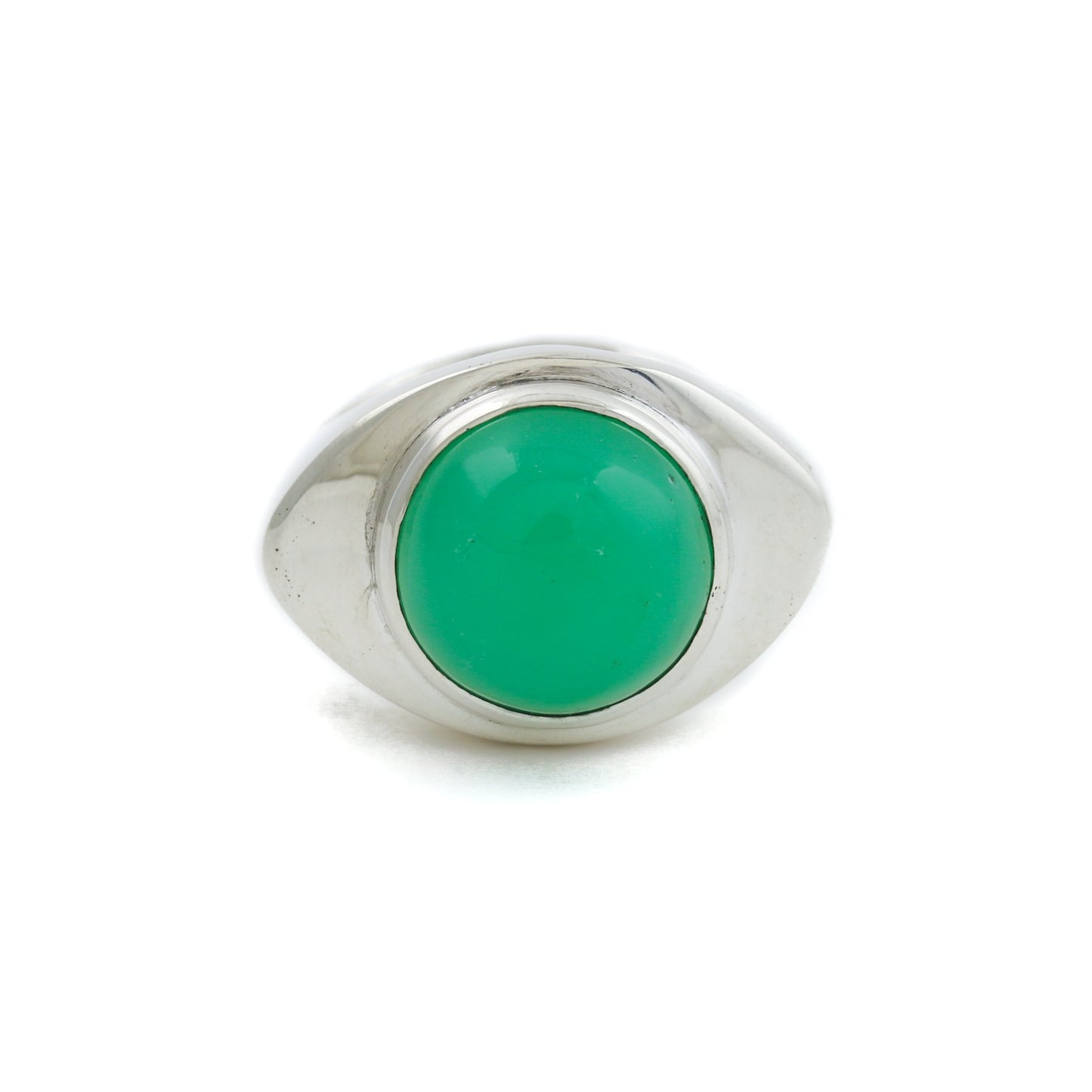 Natural Chrysoprase "God's Eye" Silver Signet Ring - Kingdom Jewelry