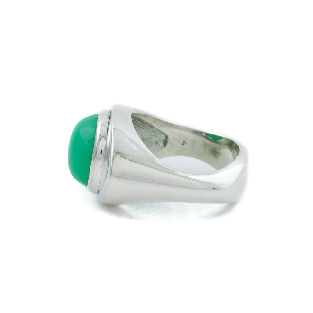 Natural Chrysoprase "God's Eye" Silver Signet Ring - Kingdom Jewelry