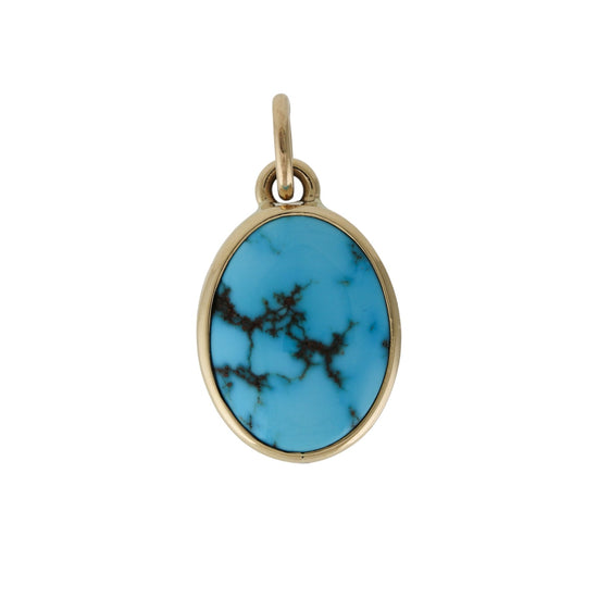 Nocturnal 14 KT Gold x Egyptian Turquoise Oval Pendant - Kingdom Jewelry