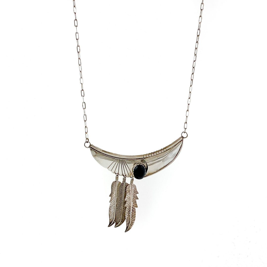 Offset Feather-Charmed Necklace - Kingdom Jewelry