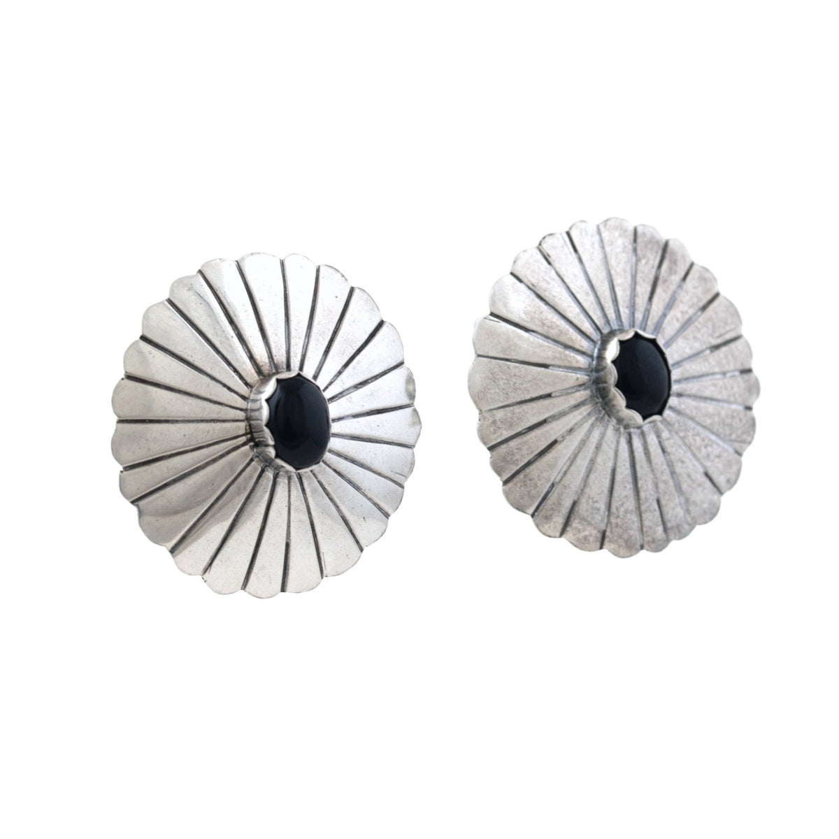 Onyx Scalloped Navajo Earrings - Kingdom Jewelry