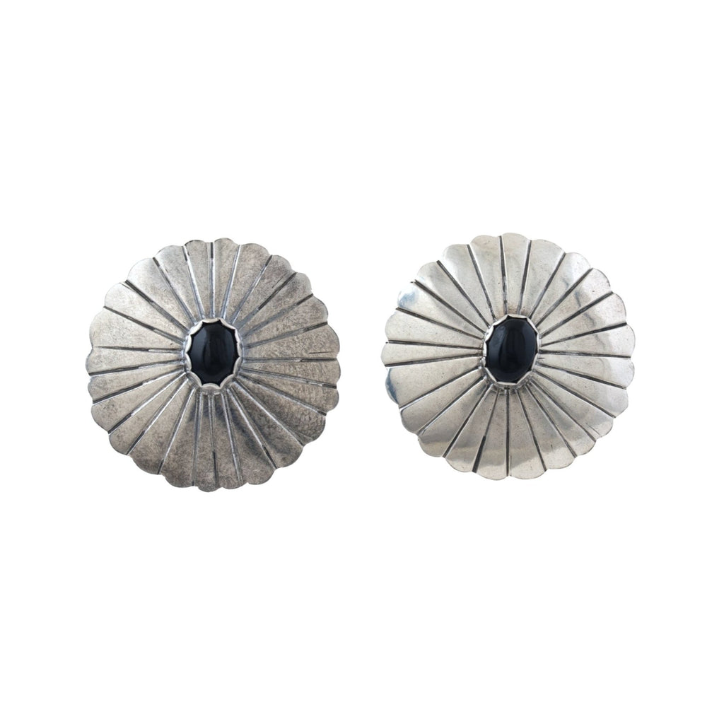 Onyx Scalloped Navajo Earrings - Kingdom Jewelry