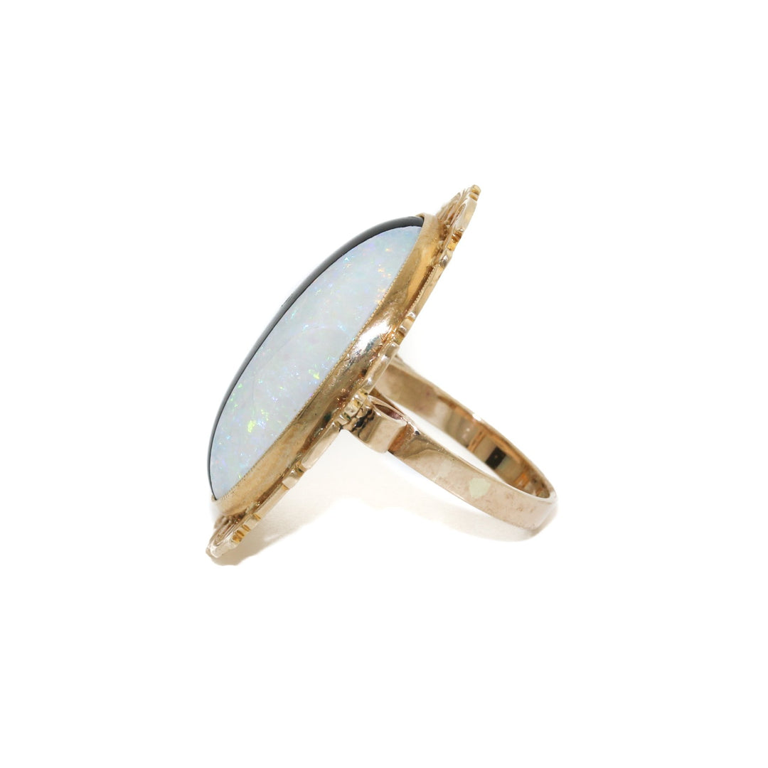 Opal x Jet x 10k Gold Ring 6 - Kingdom Jewelry