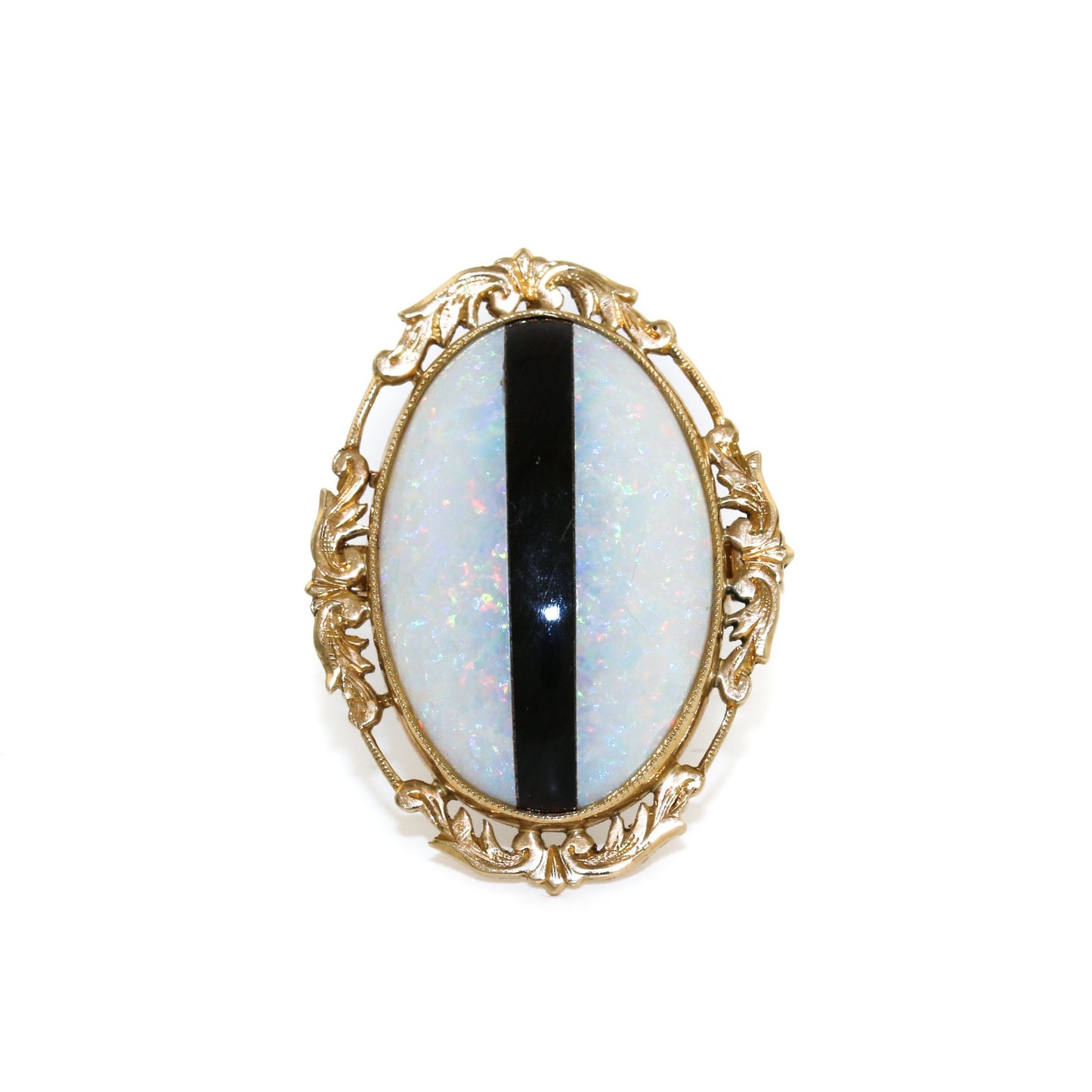 Opal x Jet x 10k Gold Ring 6 - Kingdom Jewelry
