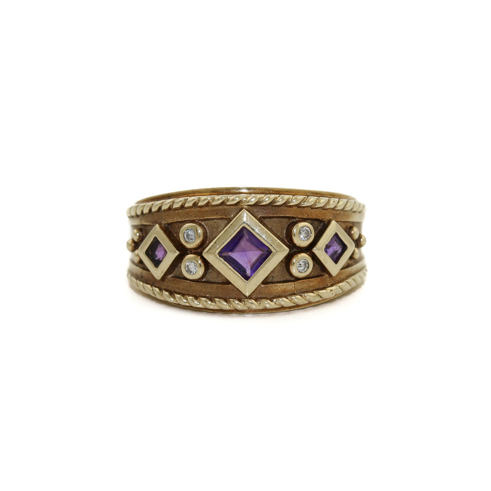 
                      
                        Opulent 14 K Gold x Amtheyst & Diamond Byzantine-Style Band - Kingdom Jewelry
                      
                    