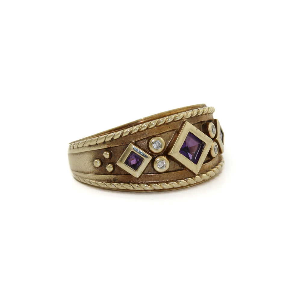 
                      
                        Opulent 14 K Gold x Amtheyst & Diamond Byzantine-Style Band - Kingdom Jewelry
                      
                    