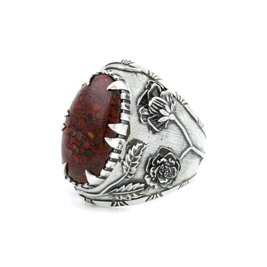 Ornate "Kiss From The Rose" Ring x Dino Bone by Kingdom - Kingdom Jewelry