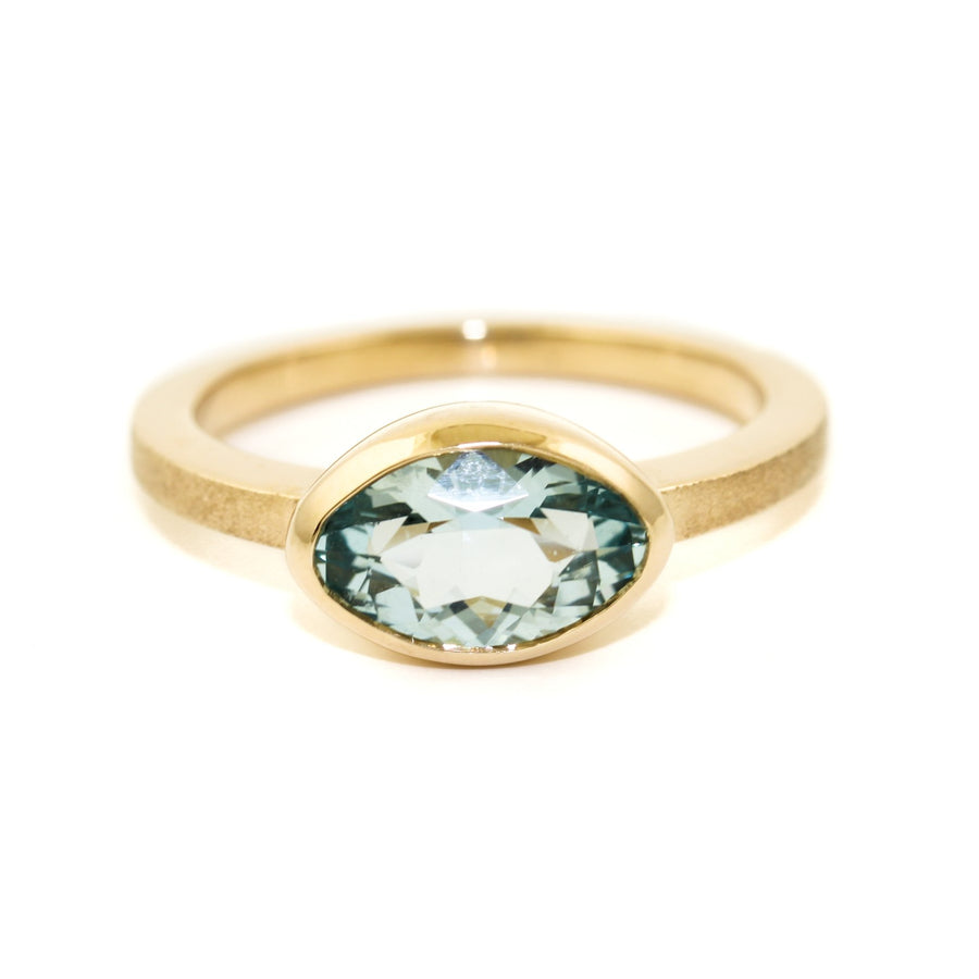 Oval Cut Aquamarine Ring in 14K - Kingdom Jewelry