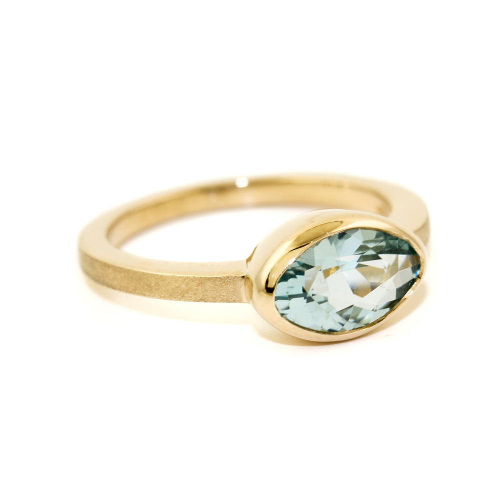 Oval Cut Aquamarine Ring in 14K - Kingdom Jewelry