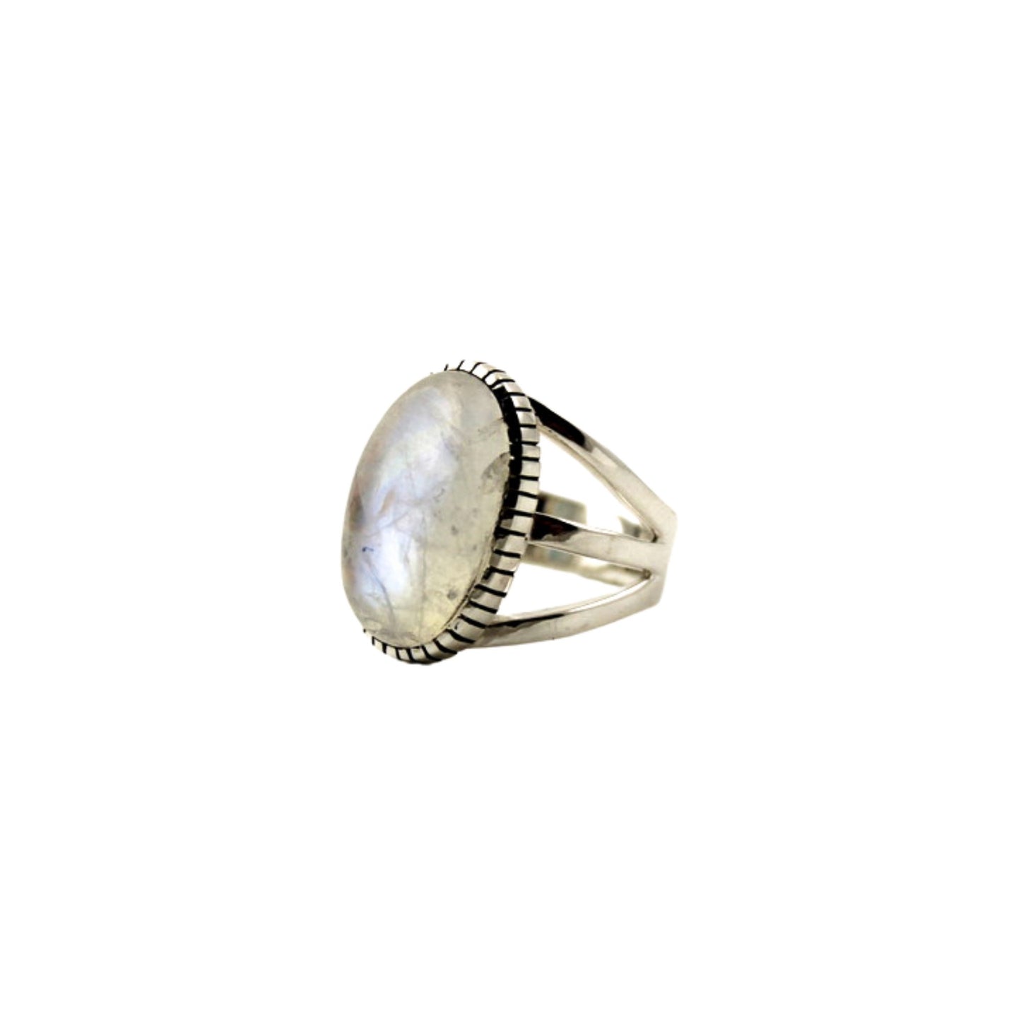 Oval Moonstone Split Shank Ring - Kingdom Jewelry