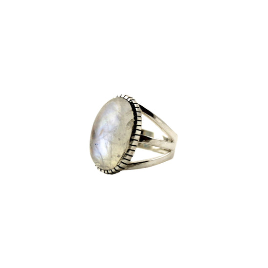 Oval Moonstone Split Shank Ring - Kingdom Jewelry