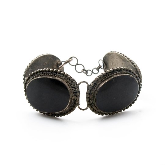 Panelled Black Onyx Taxco Cuff - Kingdom Jewelry