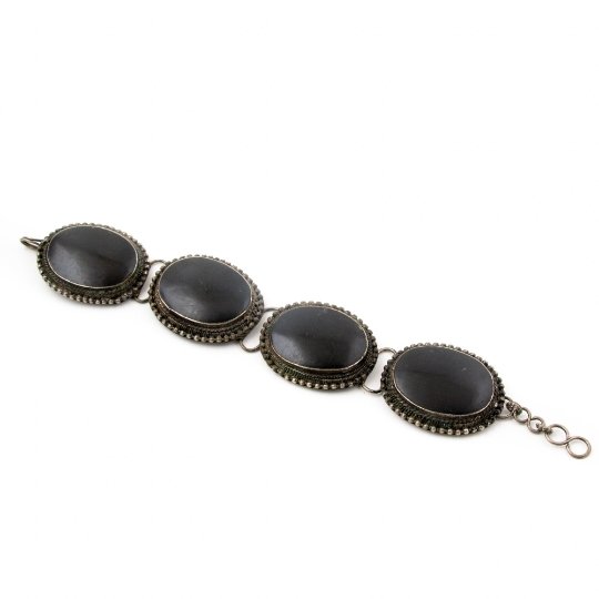 Panelled Black Onyx Taxco Cuff - Kingdom Jewelry
