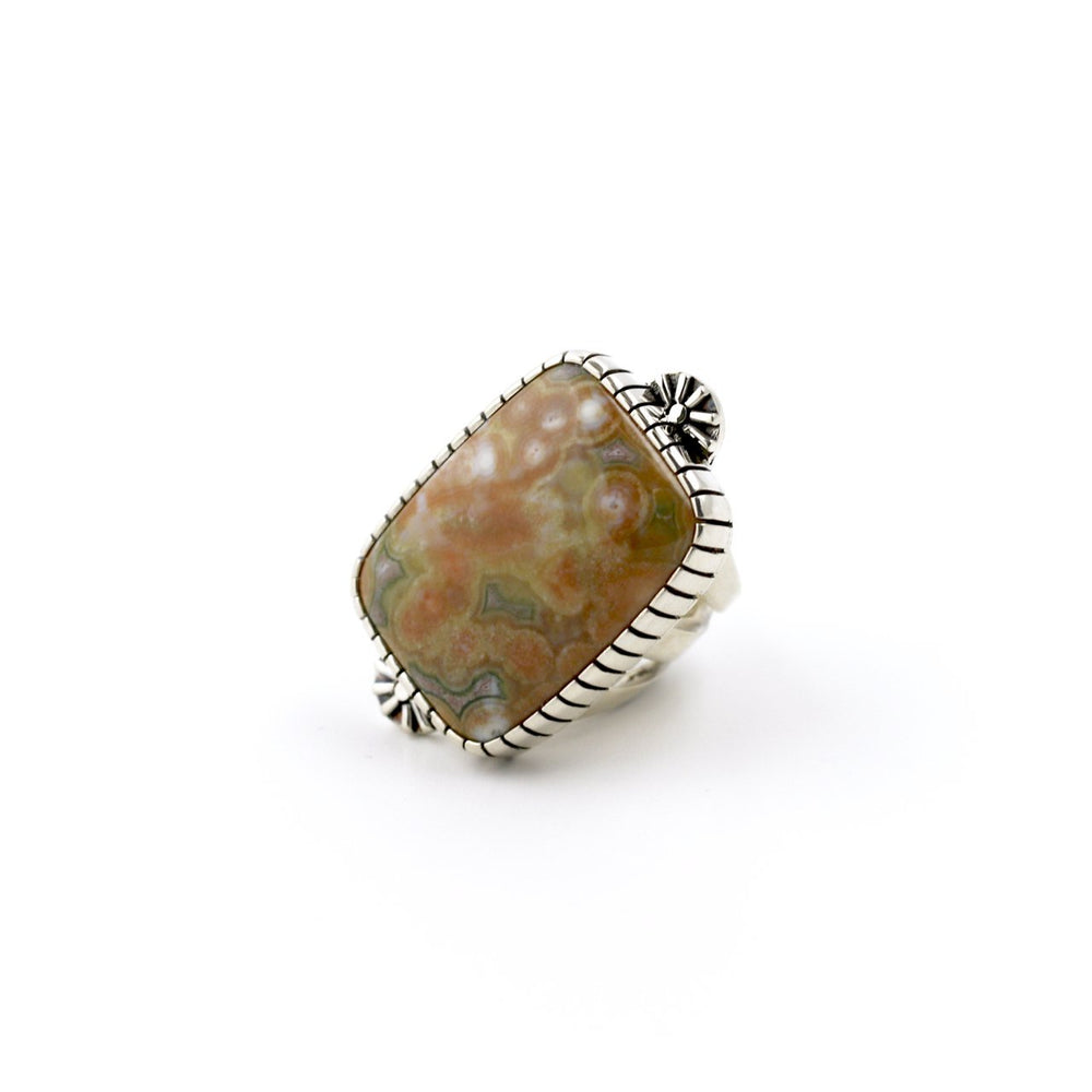 Peach Pastel Ocean Jasper Ring - Kingdom Jewelry