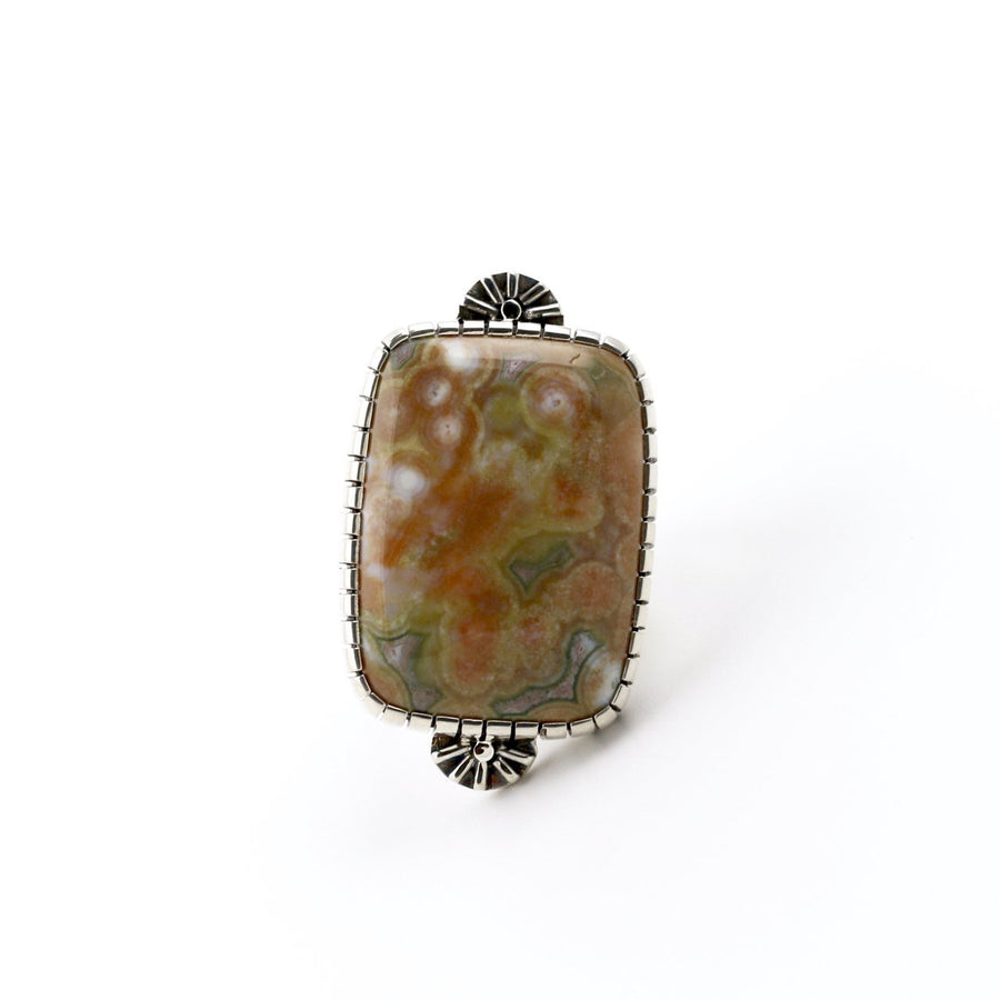 Peach Pastel Ocean Jasper Ring - Kingdom Jewelry