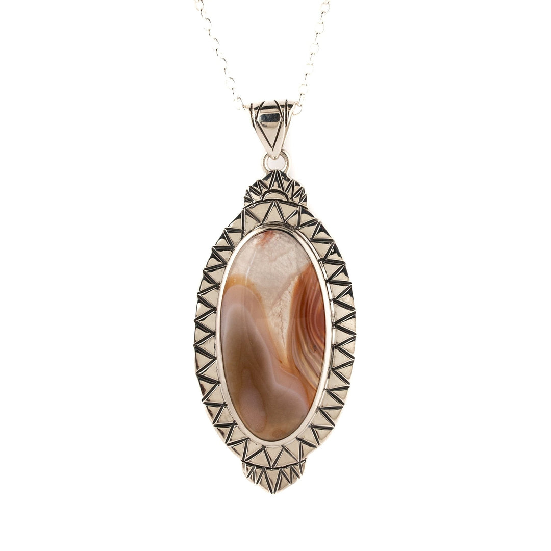 Peachy Laguna Agate Pendant - Kingdom Jewelry