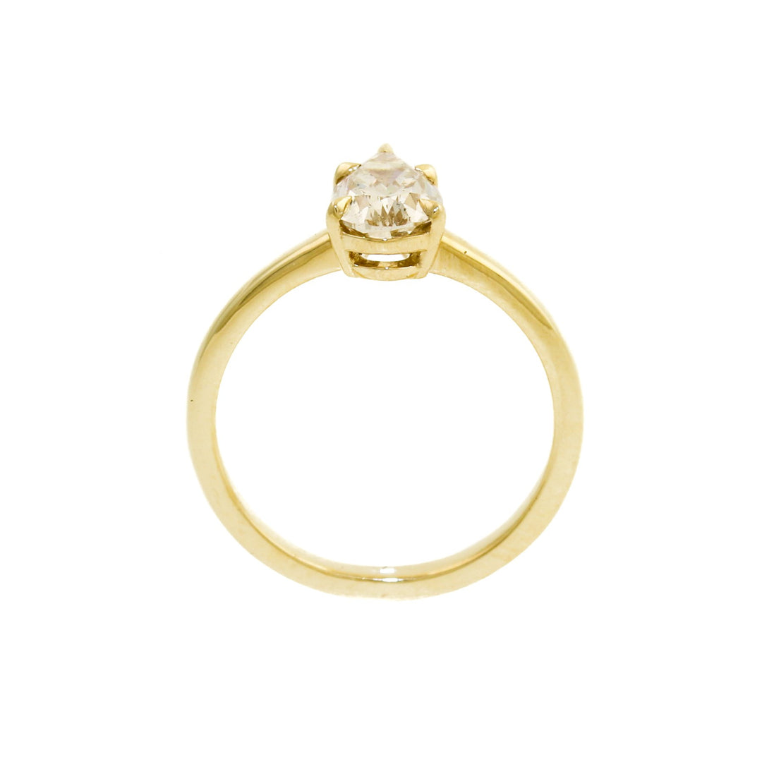 Pear Shape Champagne Diamond Solitaire Ring - Kingdom Jewelry