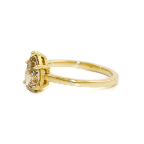 Pear Shape Champagne Diamond Solitaire Ring - Kingdom Jewelry