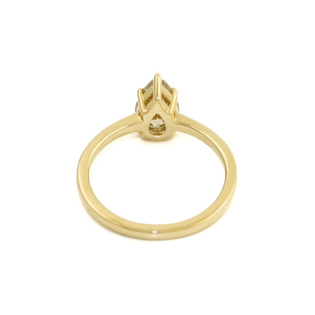 Pear Shape Champagne Diamond Solitaire Ring - Kingdom Jewelry