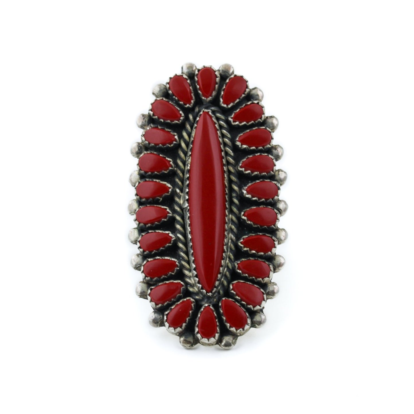 Petit Point Block Red Coral Ring - Kingdom Jewelry